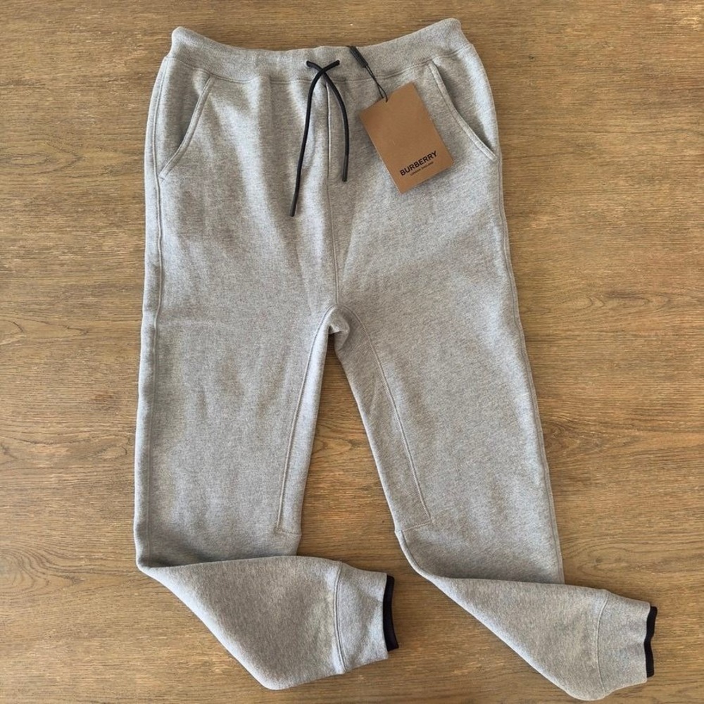 Burberry London England Kids Gray Fleece Joggers Sweatpants 14Y NWT Logo Patch